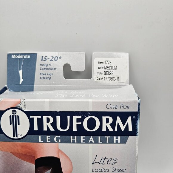 NWT Women's TRUFORM Lites Sheer Knee High Stocking 15-20 mmHg (Beige)  Medium - Picture 2 of 6